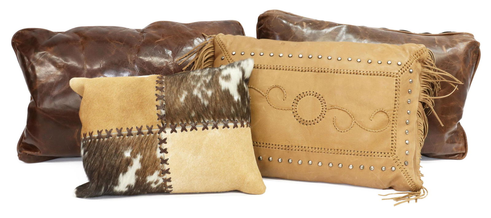 (4) DECORATIVE COWHIDE & LEATHER THROW PILLOWS (1 of 5)