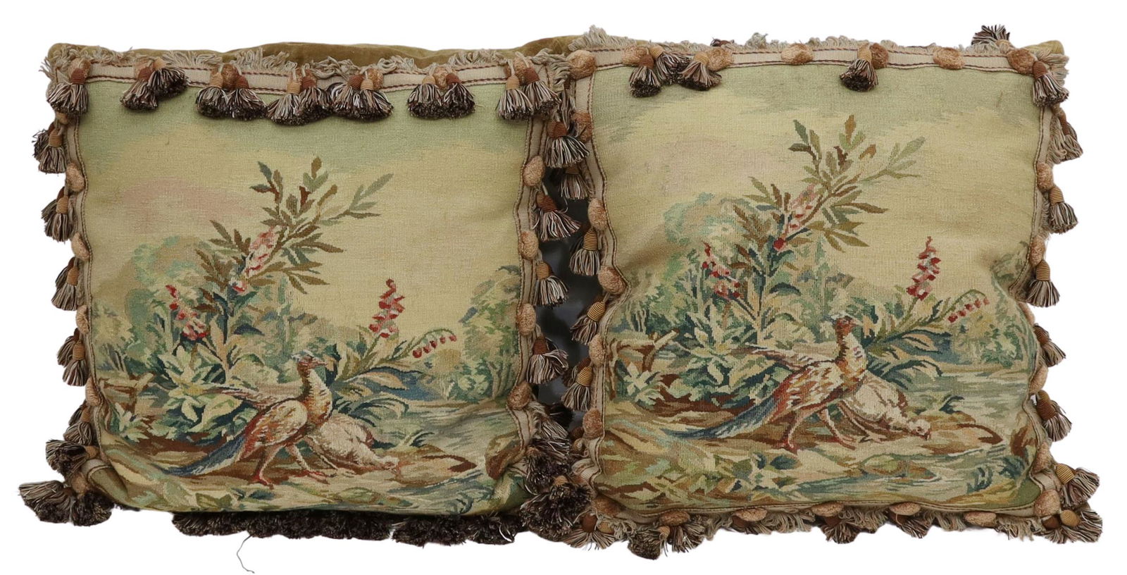 (2) DECORATIVE TAPESTRY-FRONT DOWN THROW PILLOWS (1 of 3)