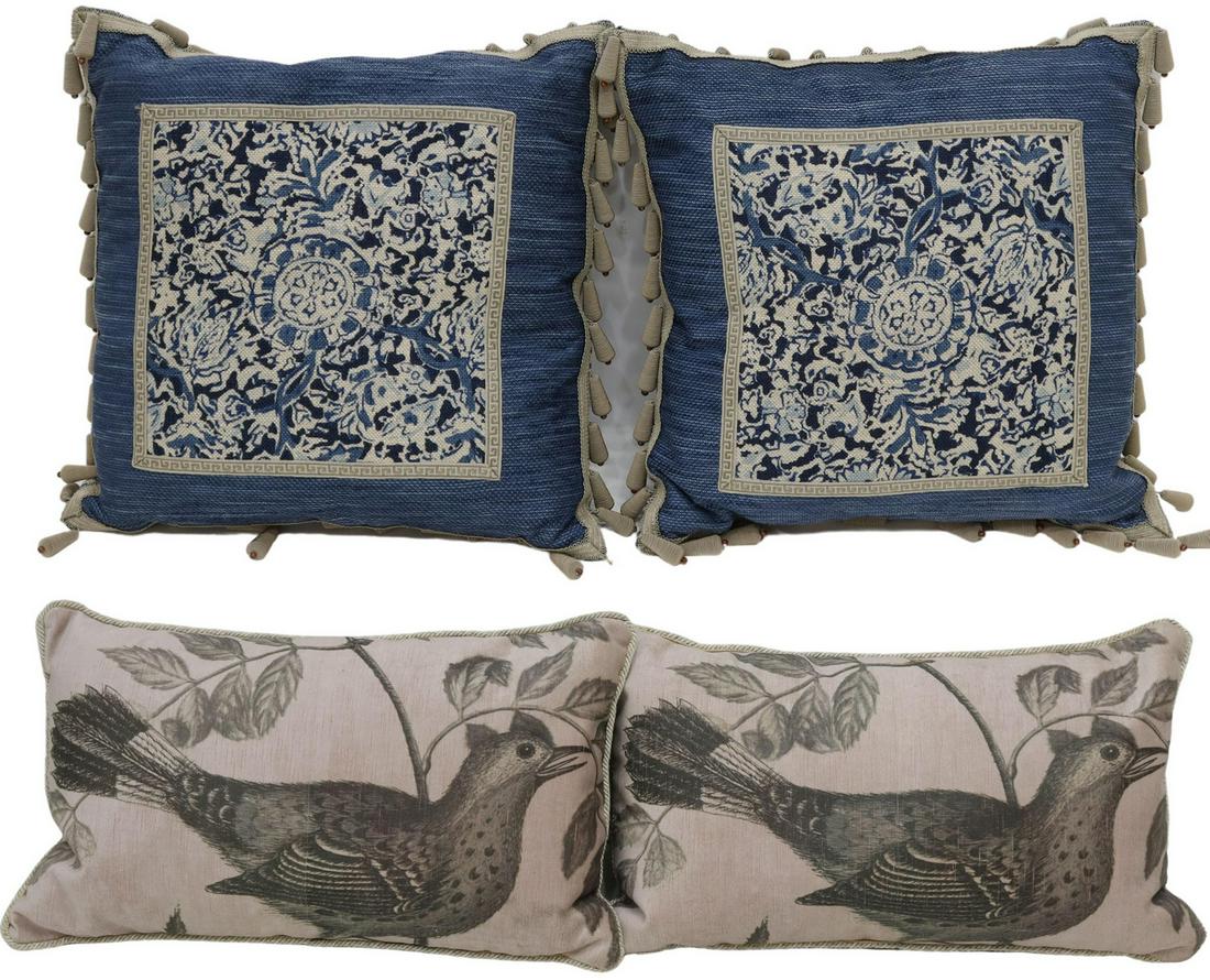(4) DECORATIVE FLORAL & BIRD ACCENT THROW PILLOWS (1 of 7)