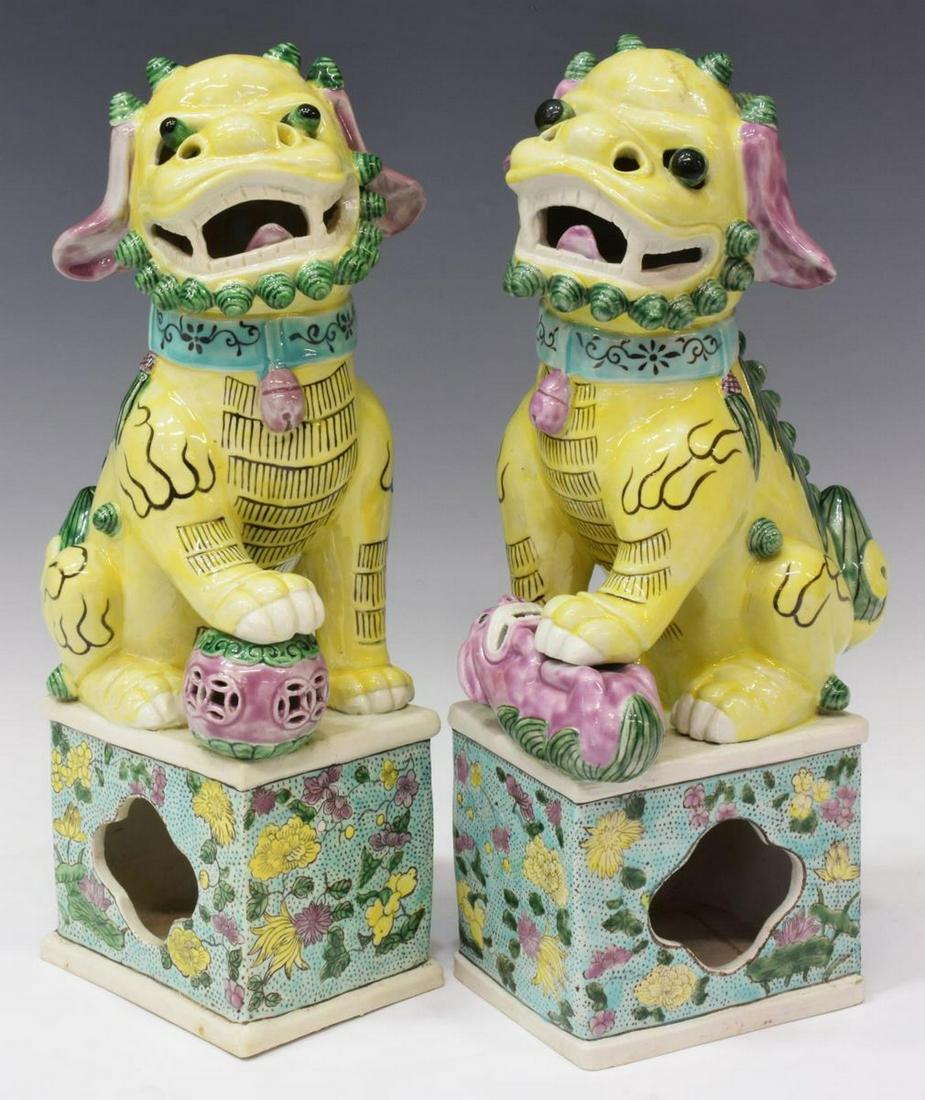 (2) CHINESE POLYCHROME PORCELAIN FOO LIONS (1 of 3)