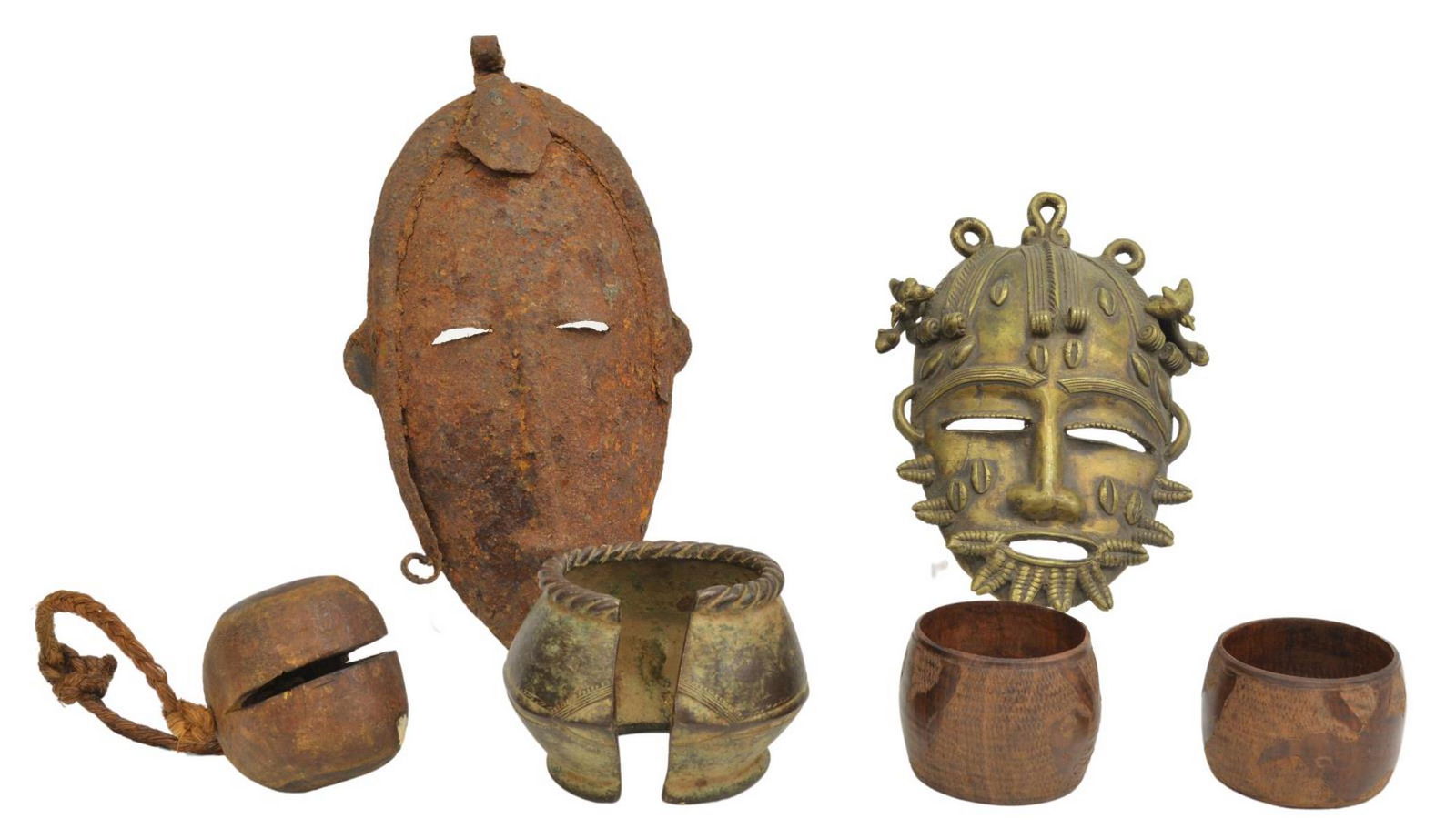 (6) AFRICAN TRIBAL ART, BAULE & DOGON MASKS (1 of 2)