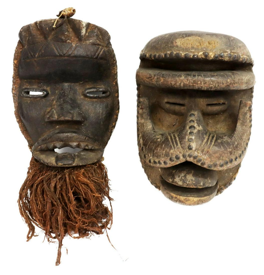 (2) AFRICAN TRIBAL CARVED WOOD MASKS (1 of 4)