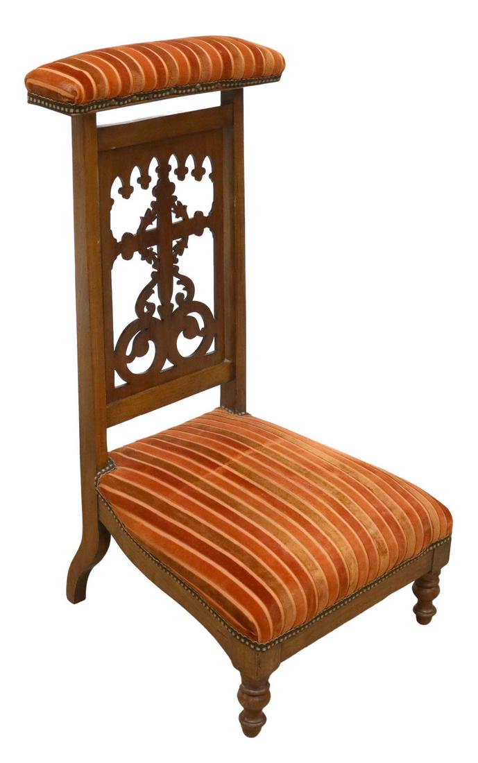 FRENCH FRUITWOOD PRIE-DIEU PRAYER CHAIR (1 of 2)