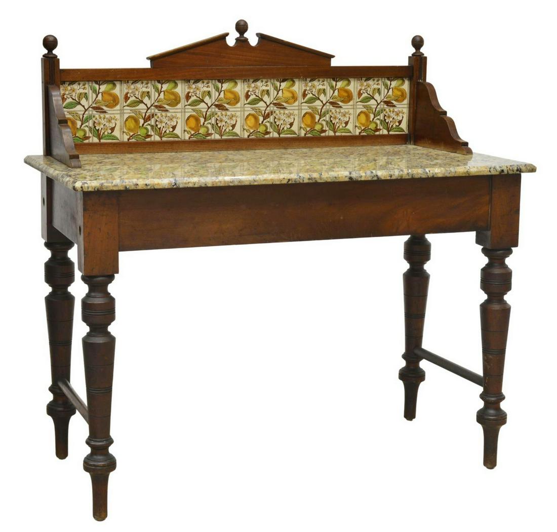 AMERICAN GRANITE-TOP WASH STAND W/ TILED SPLASH (1 of 4)