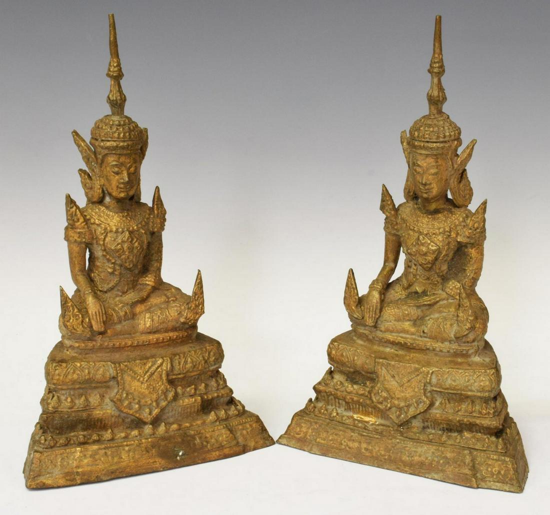 (2) THAI BRONZE RATTANAKOSIN STYLE SEATED BUDDHAS (1 of 4)