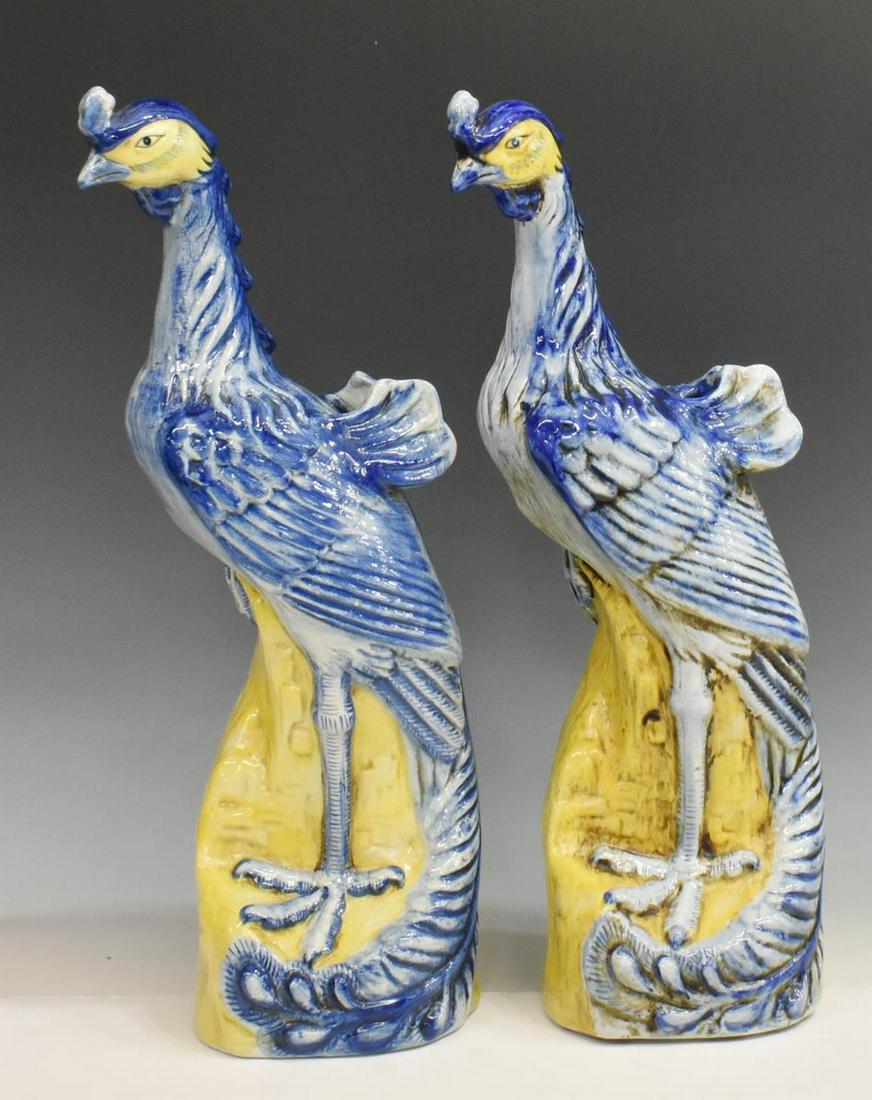 (2) CHINESE GLAZED PORCELAIN PHOENIX FIGURES (1 of 4)