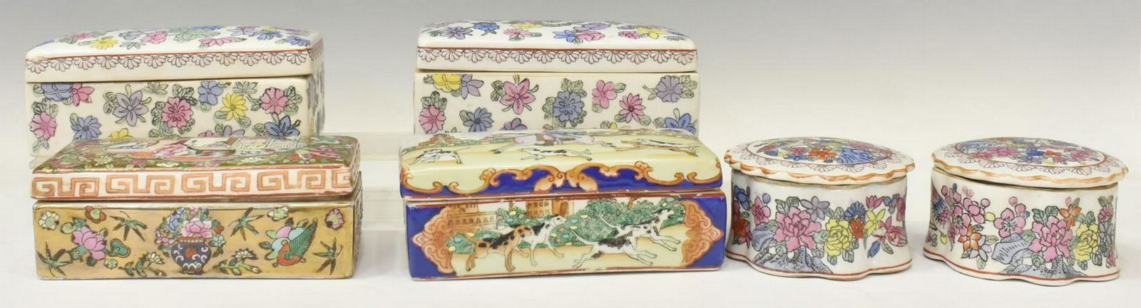 (6) CHINESE FAMILLE ROSE PORCELAIN LIDDED BOXES (1 of 4)