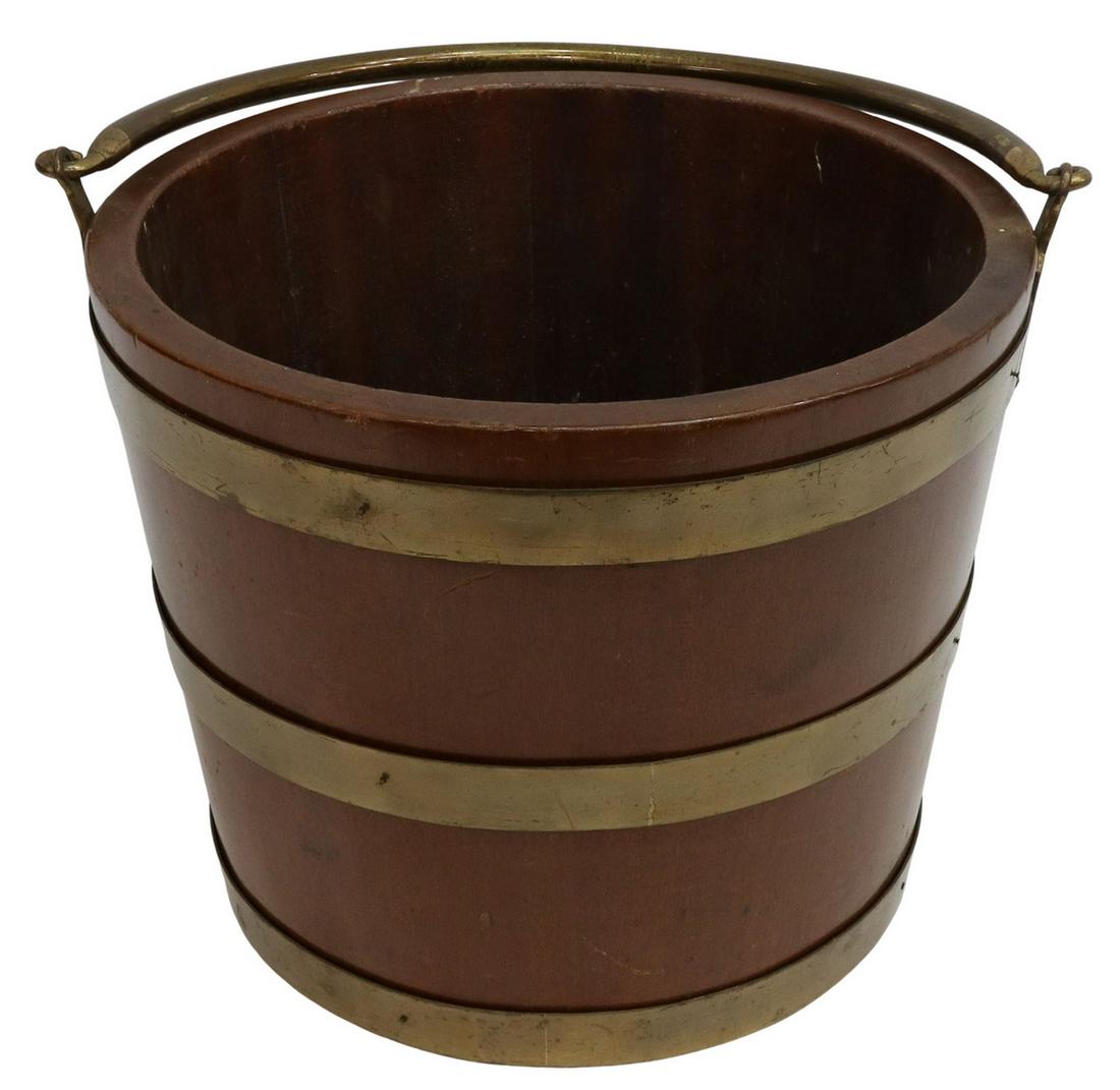 ENGLISH GEORGIAN STYLE BRASS-BOUND MAHOGANY BUCKET (1 of 5)