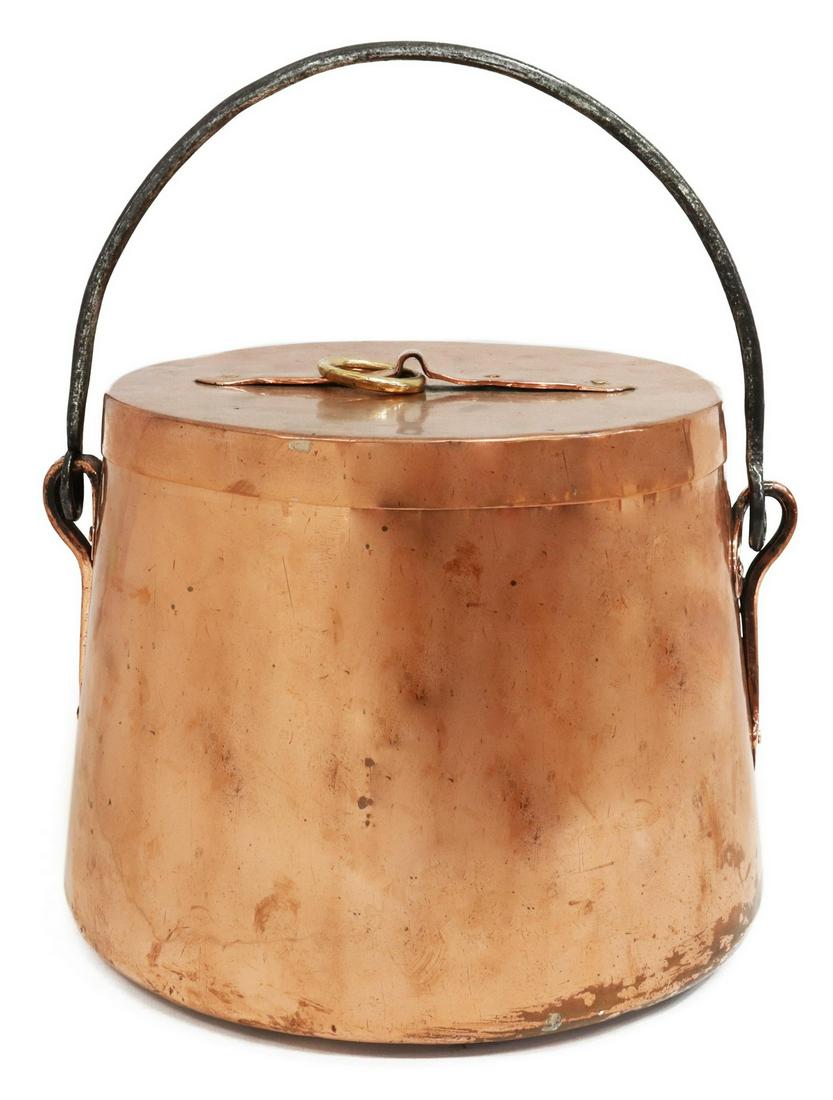 LARGE COPPER LIDDED POT IRON BAIL HANDLE (1 of 3)