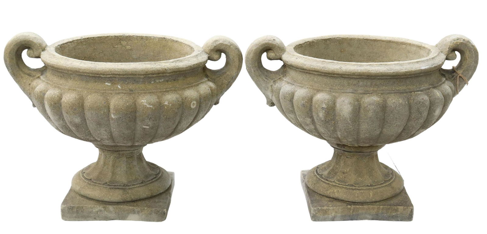 (2) CAST STONE GARDEN STATUARY URN PLANTERS (1 of 3)