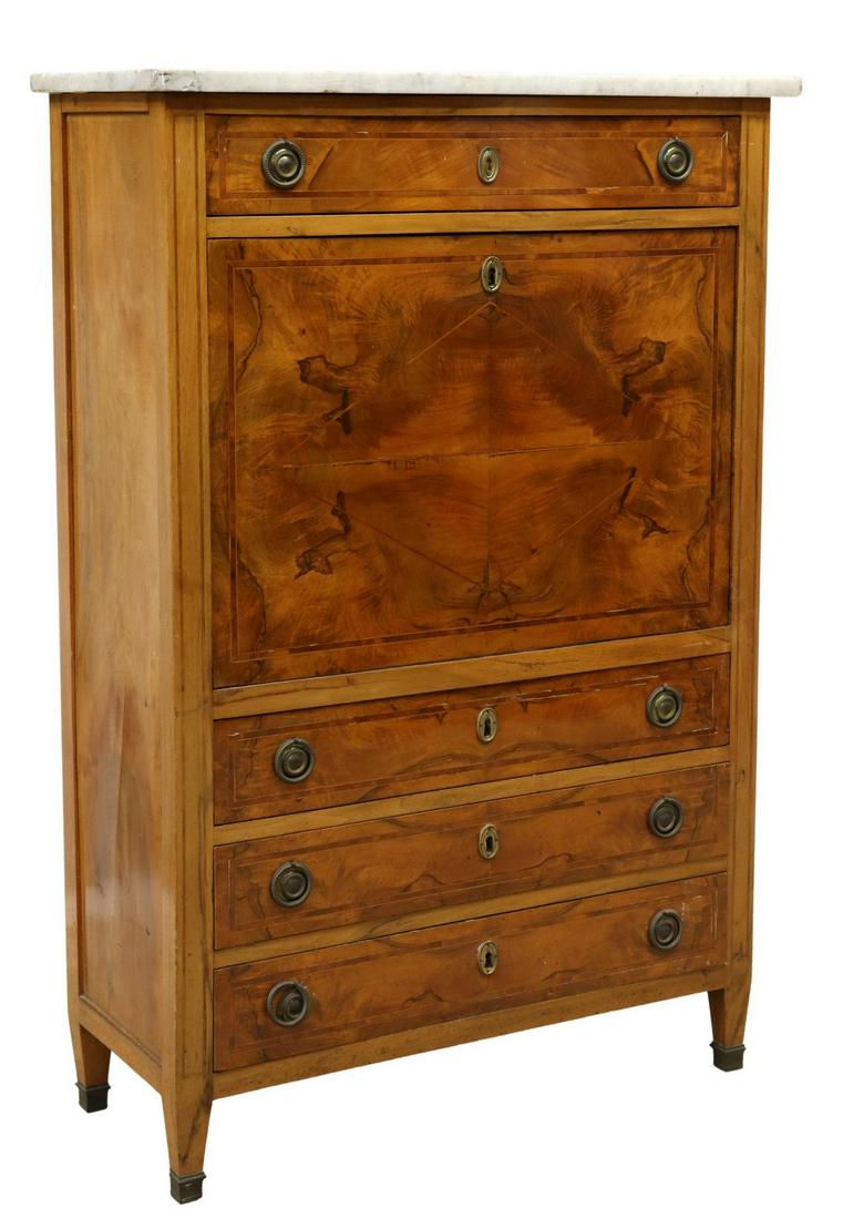 LOUIS XVI STYLE MARBLE-TOP SECRETAIRE ABATTANT (1 of 5)