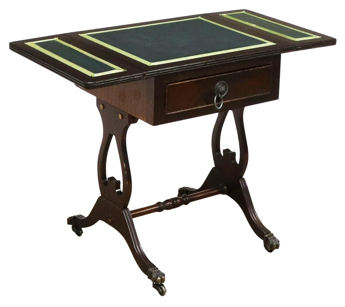 ENGLISH REGENCY STYLE DROP-LEAF LYRE TABLE (1 of 4)