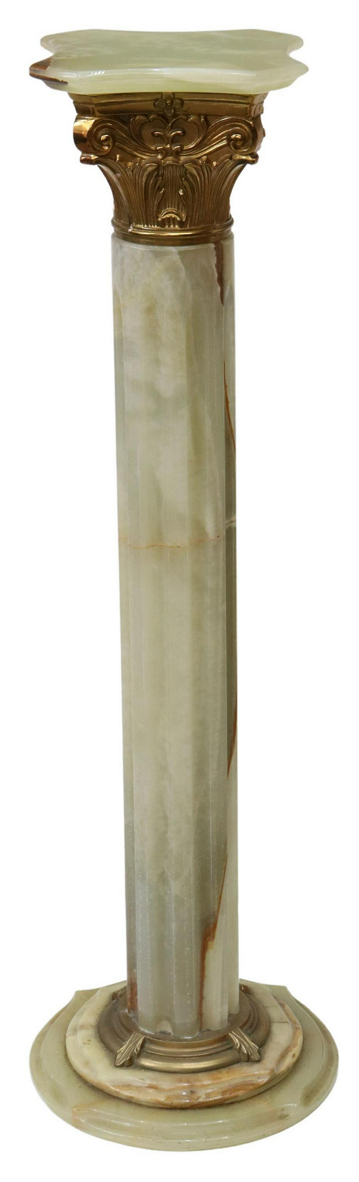 CONTINENTAL ONYX & GILT METAL COLUMN PEDESTAL (1 of 3)