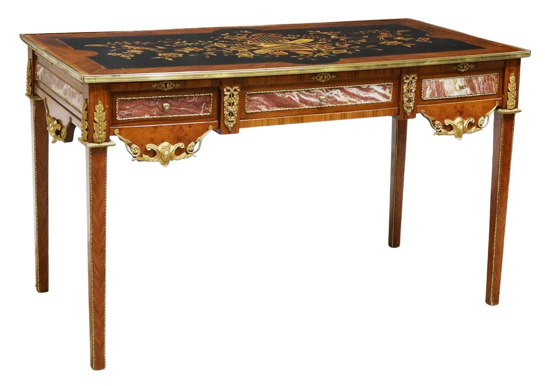 FRENCH MARQUETRY ORMOLU-MOUNTED BUREAU PLAT (1 of 5)