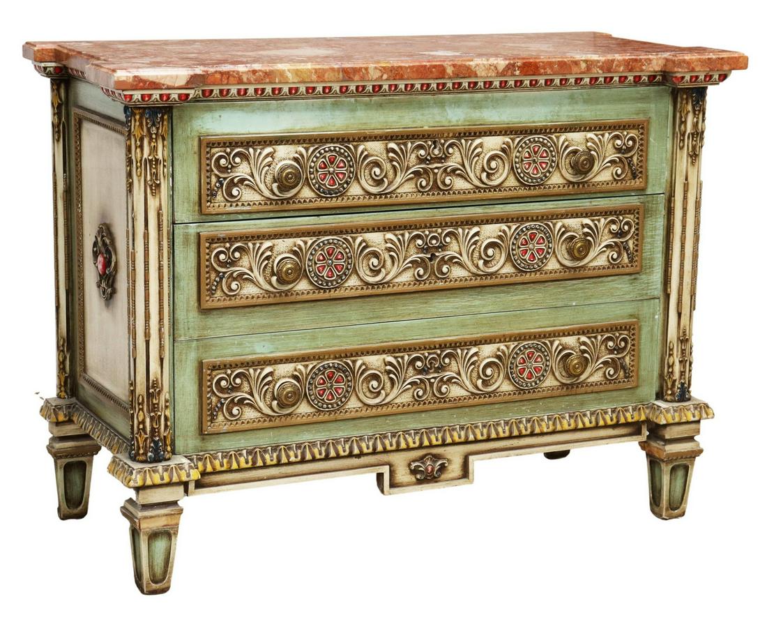 ITALIAN MARBLE-TOP PAINT DECORATED COMMODE (1 of 5)