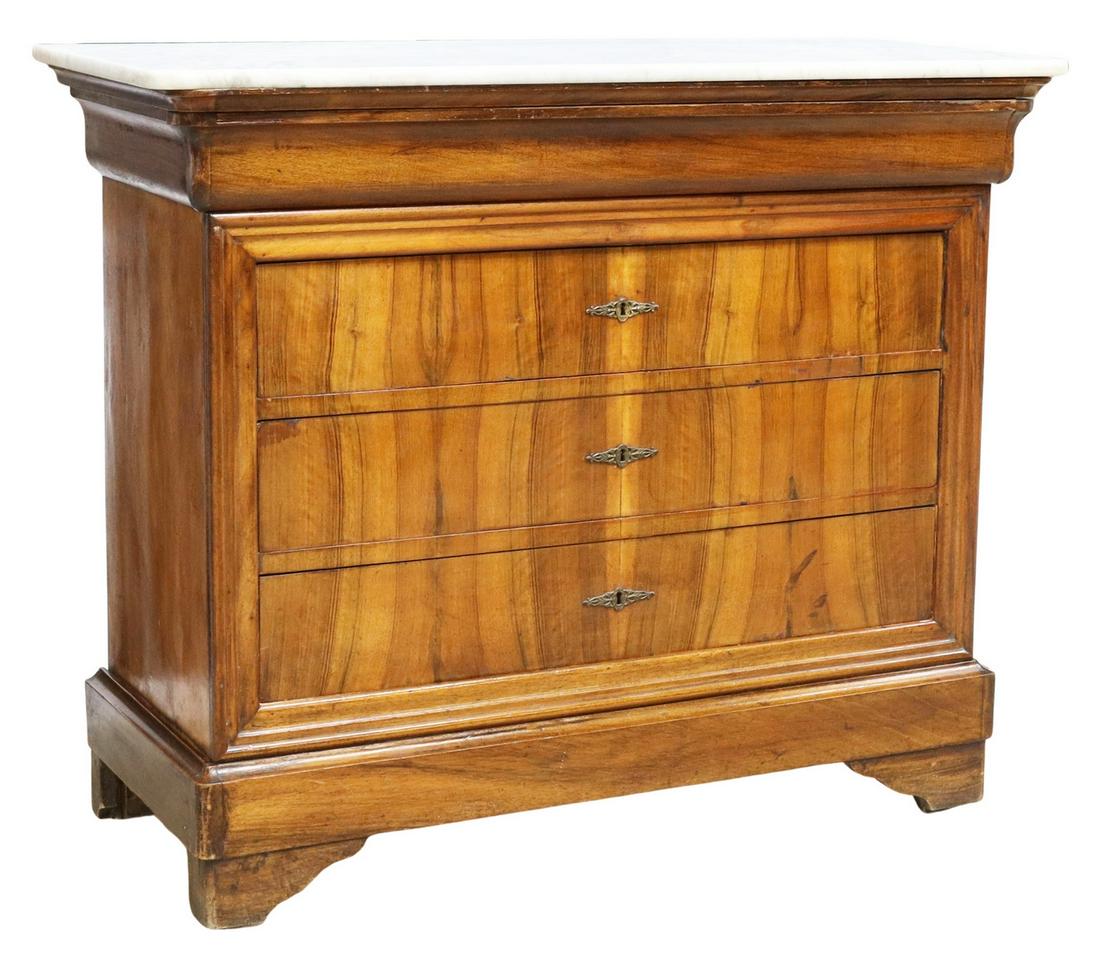 FRENCH CHARLES X MARBLE-TOP WALNUT COMMODE (1 of 5)