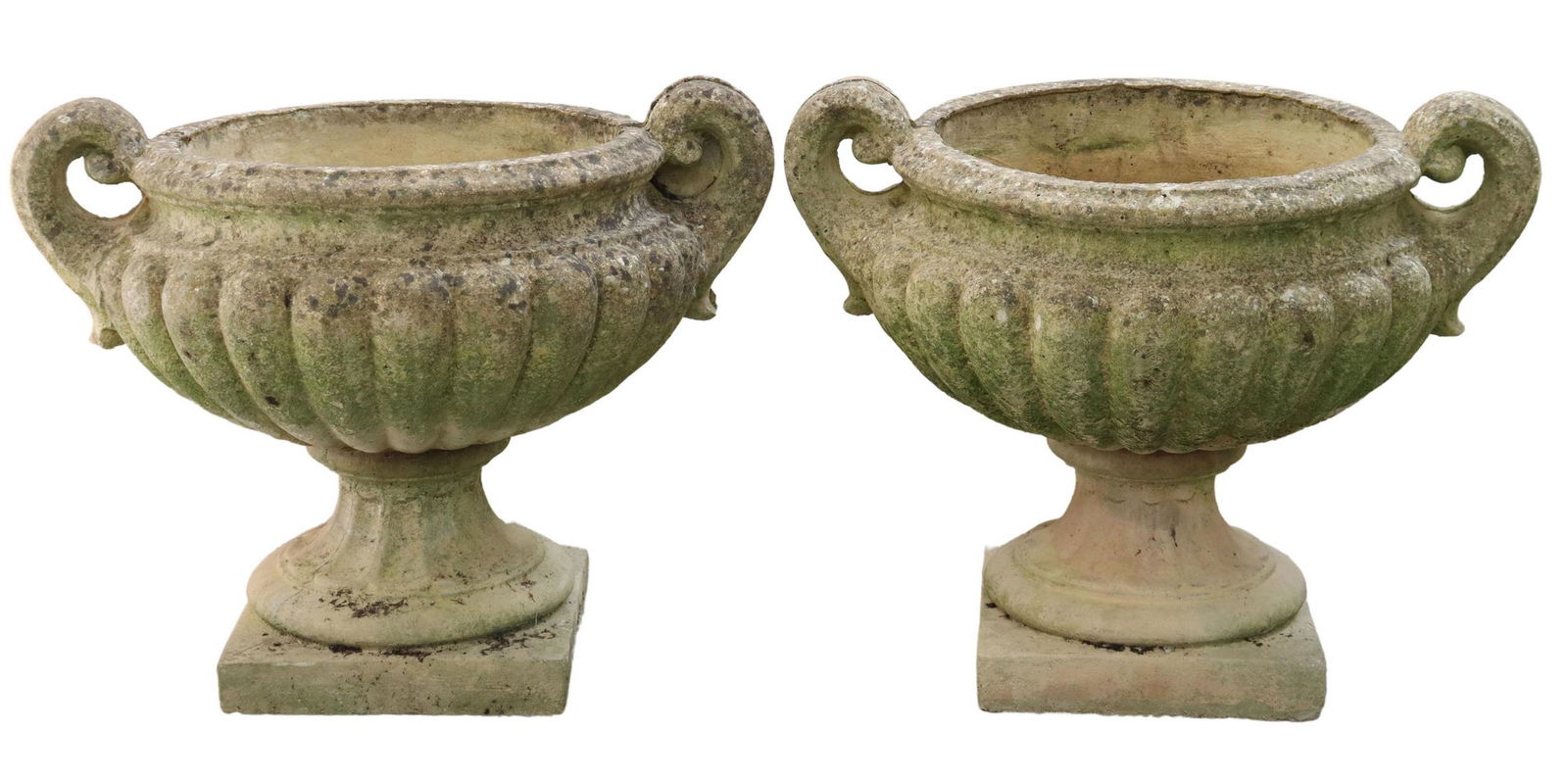 (2) CAST STONE GARDEN STATUARY URN PLANTERS (1 of 2)