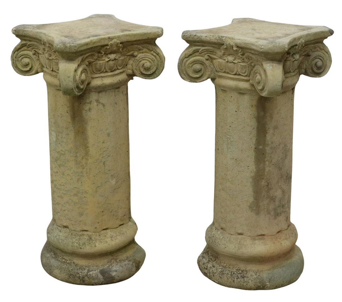 (2) CAST STONE GARDEN STATUARY COMPOSITE COLUMNS (1 of 4)