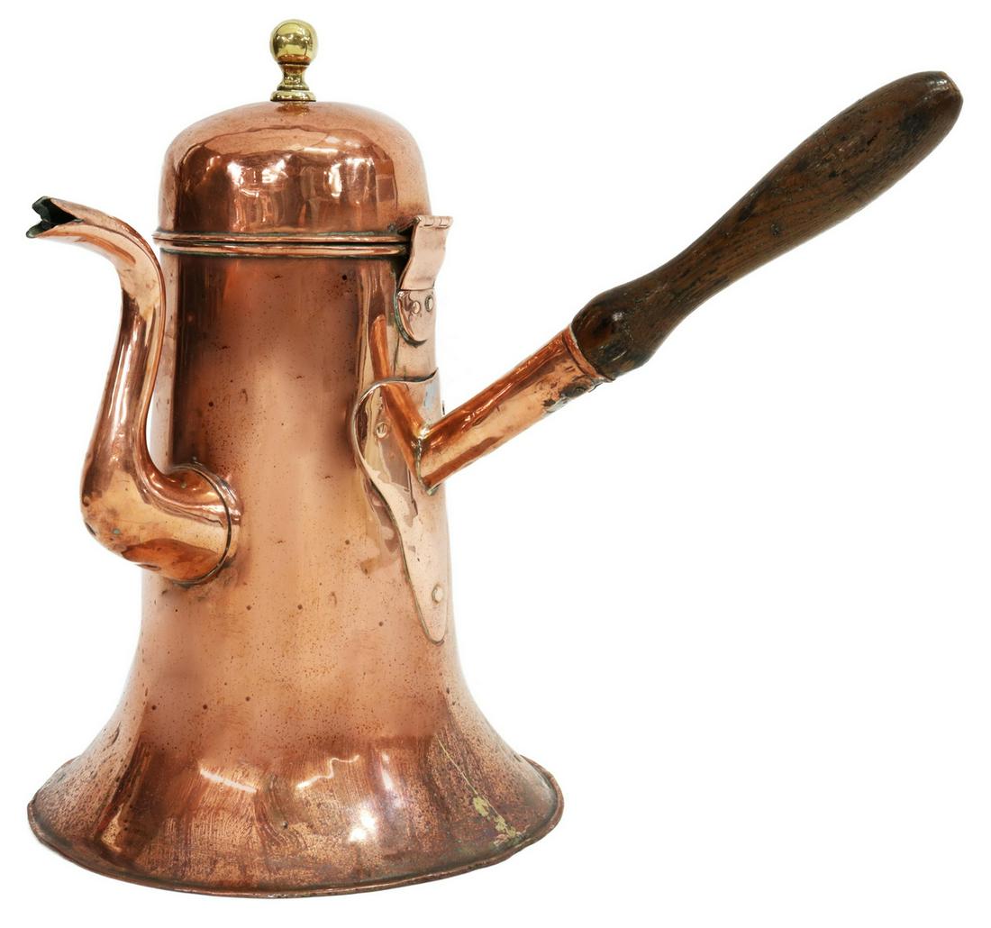 LARGE ENGLISH GEORGIAN COPPER CHOCOLATE POT (1 of 3)