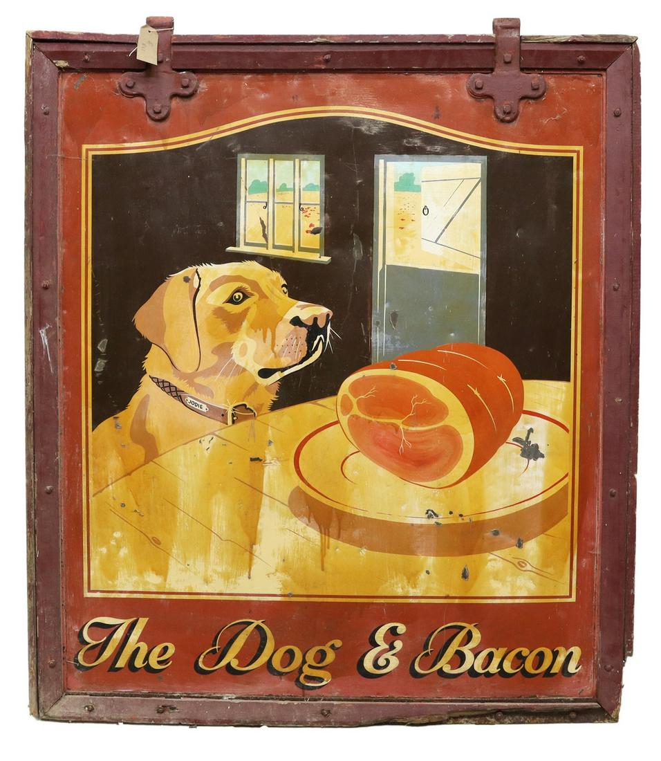 ENGLISH DOG & BACON DOUBLE-SIDED PUB SIGN (1 of 2)