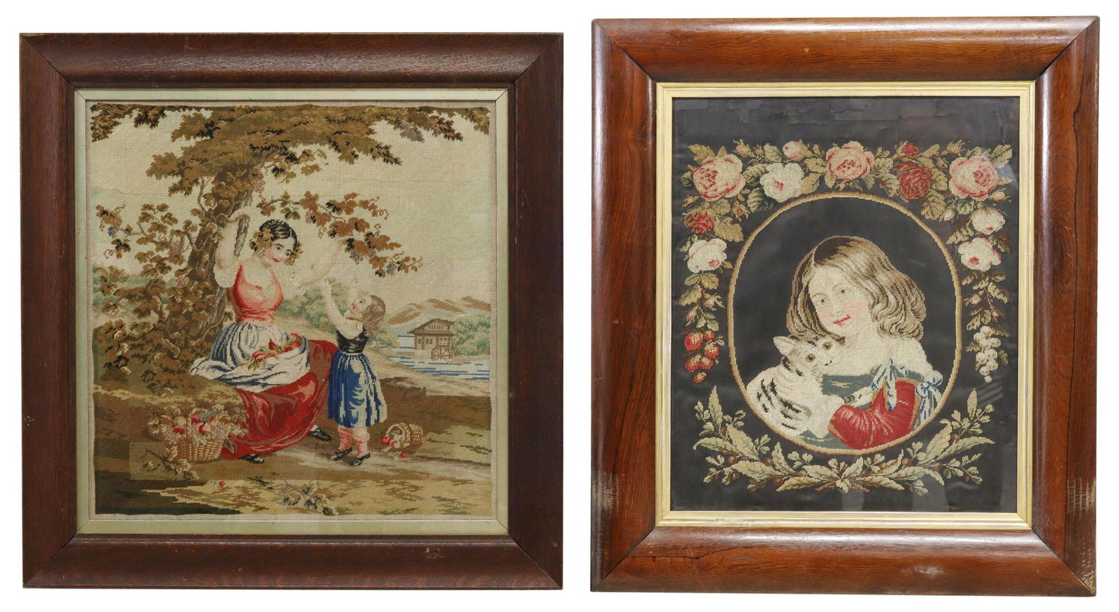 (2) FRAMED ENGLISH VICTORIAN NEEDLEPOINT PICTURES (1 of 4)