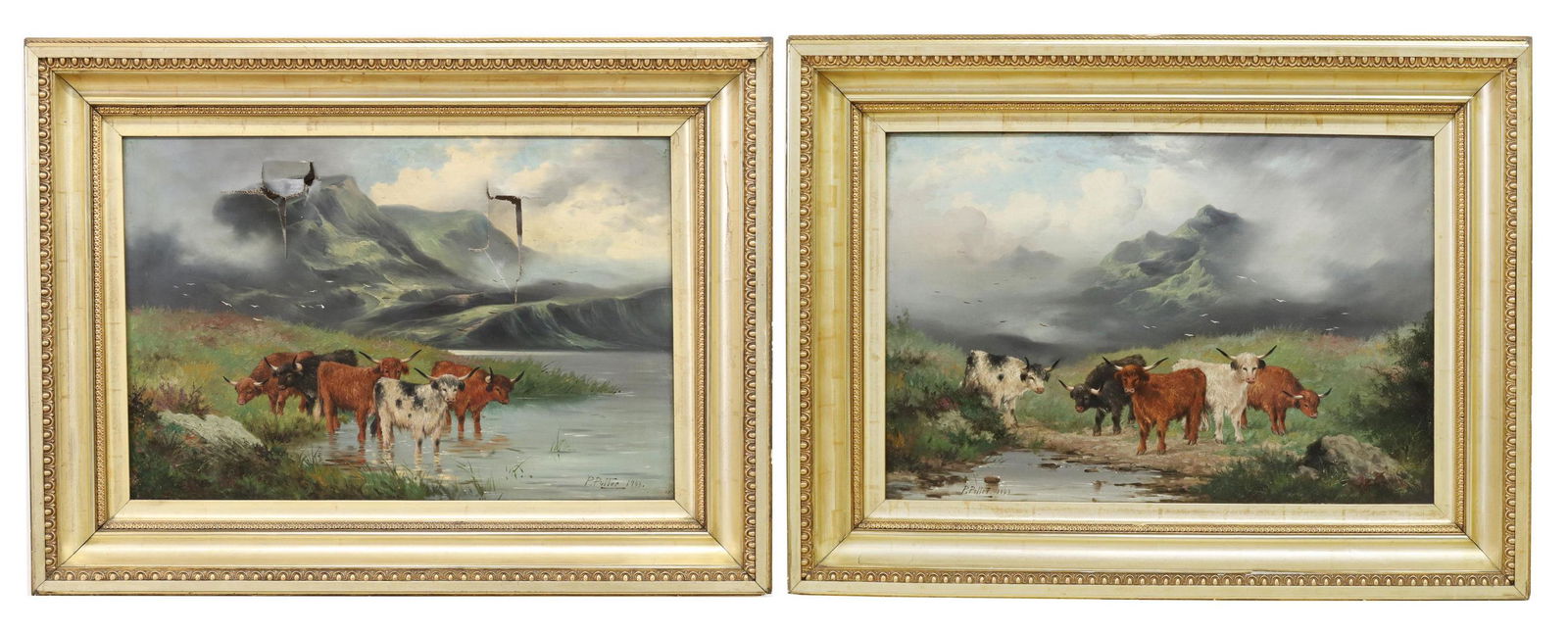 (2) P. POTTER SCOTTISH HIGHLAND CATTLE PAINTINGS (1 of 5)