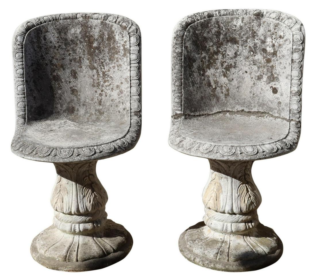 (2) CAST STONE OUTDOOR GARDEN CHAIRS (1 of 1)