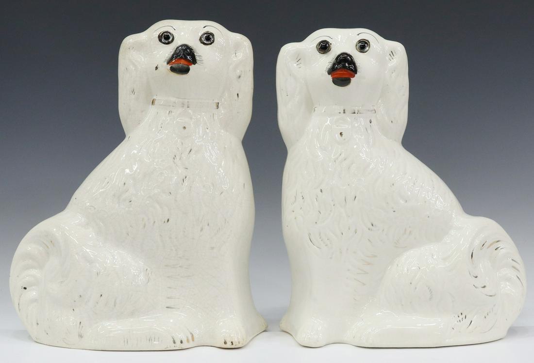 (2) ENGLISH VICTORIAN STAFFORDSHIRE MANTEL DOGS (1 of 4)