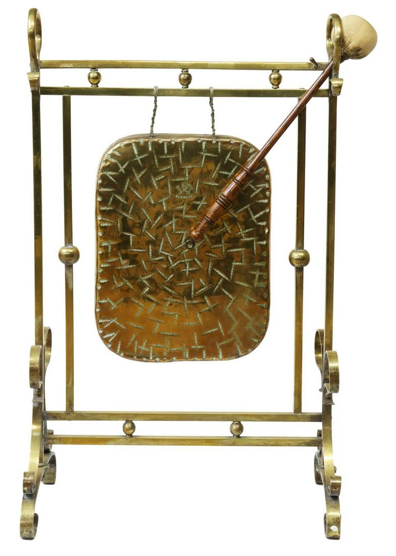 BURMESE BRASS TABLE GONG & MALLET (1 of 4)