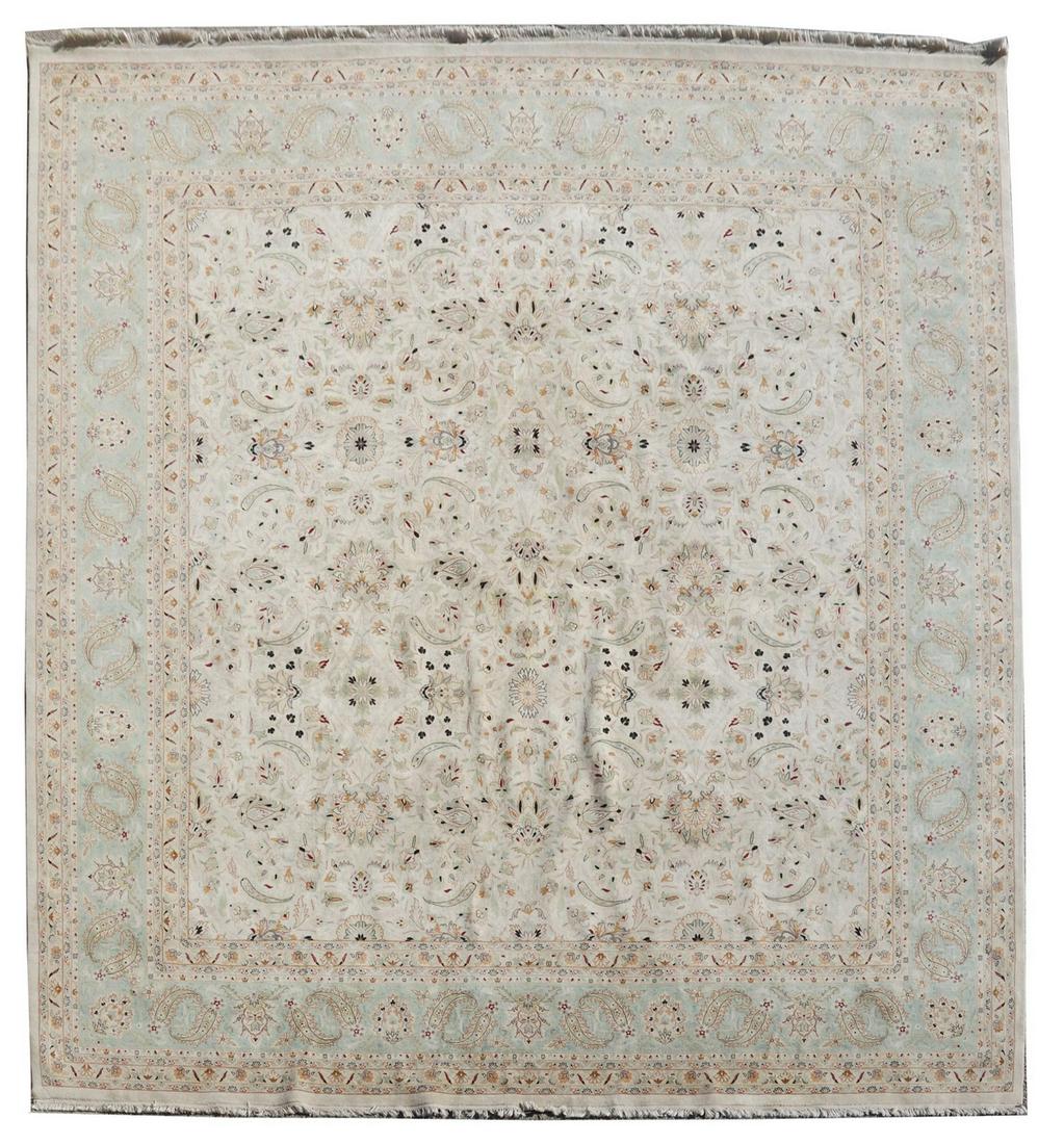 HAND-TIED TABRIZ PATTERN RUG, 13'10.5" X 12'11.5" (1 of 3)