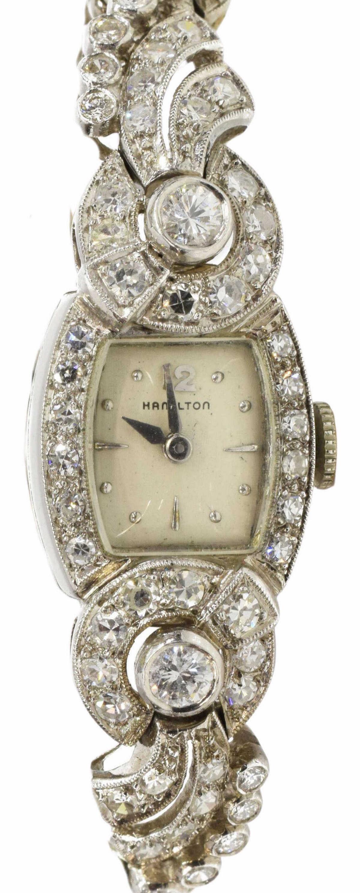 ART DECO HAMILTON 2.10CTTW DIAMOND WRISTWATCH (1 of 8)