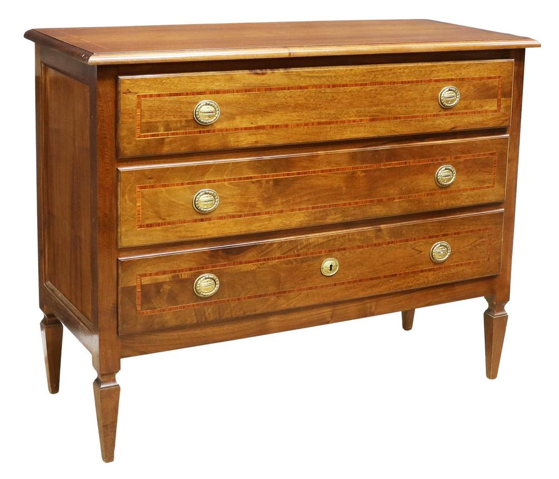 ITALIAN NEOCLASSICAL WALNUT THREE-DRAWER COMMODE (1 of 5)