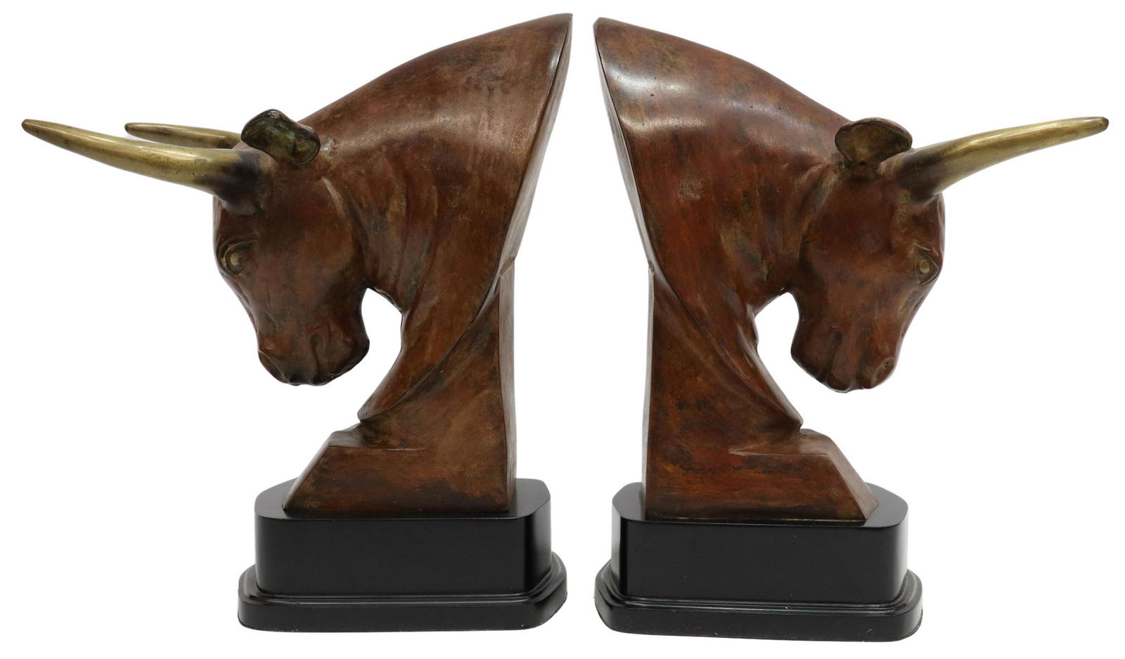 (2) MAITLAND-SMITH BRASS BULL BOOKENDS, 14.5"H (1 of 4)