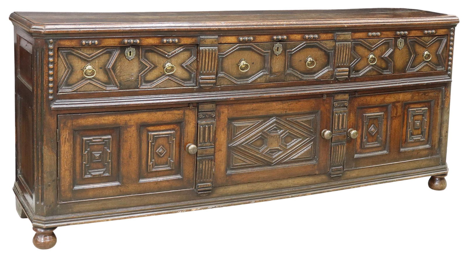 ENGLISH JACOBEAN STYLE OAK SIDEBOARD 17TH/ 18TH C. (1 of 6)