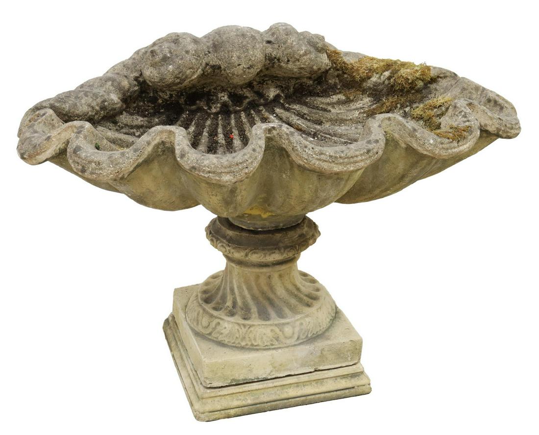 CAST STONE CLAM SHELL GARDEN FOUNTAIN (1 of 3)