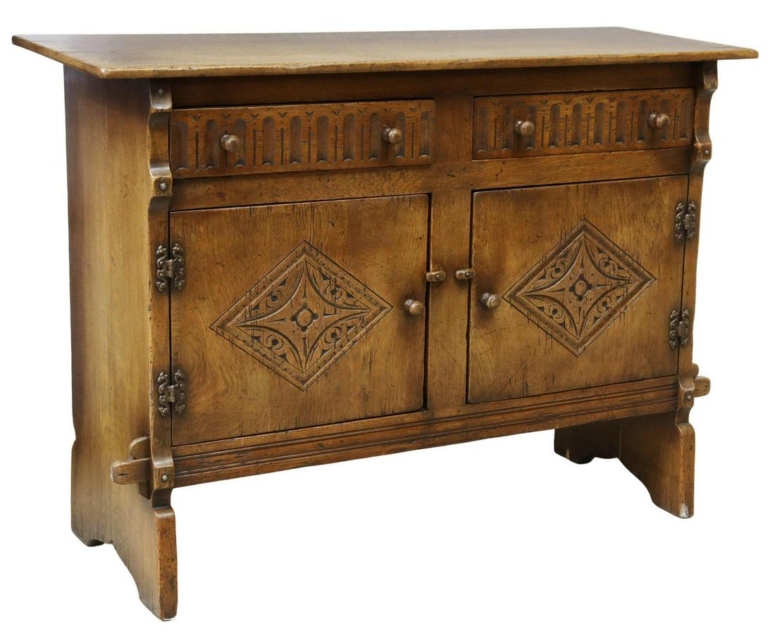 ENGLISH JACOBEAN STYLE OAK SIDEBOARD (1 of 6)