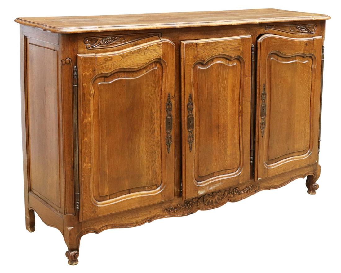 FRENCH PROVINCIAL LOUIS XV STYLE OAK SIDEBOARD (1 of 6)