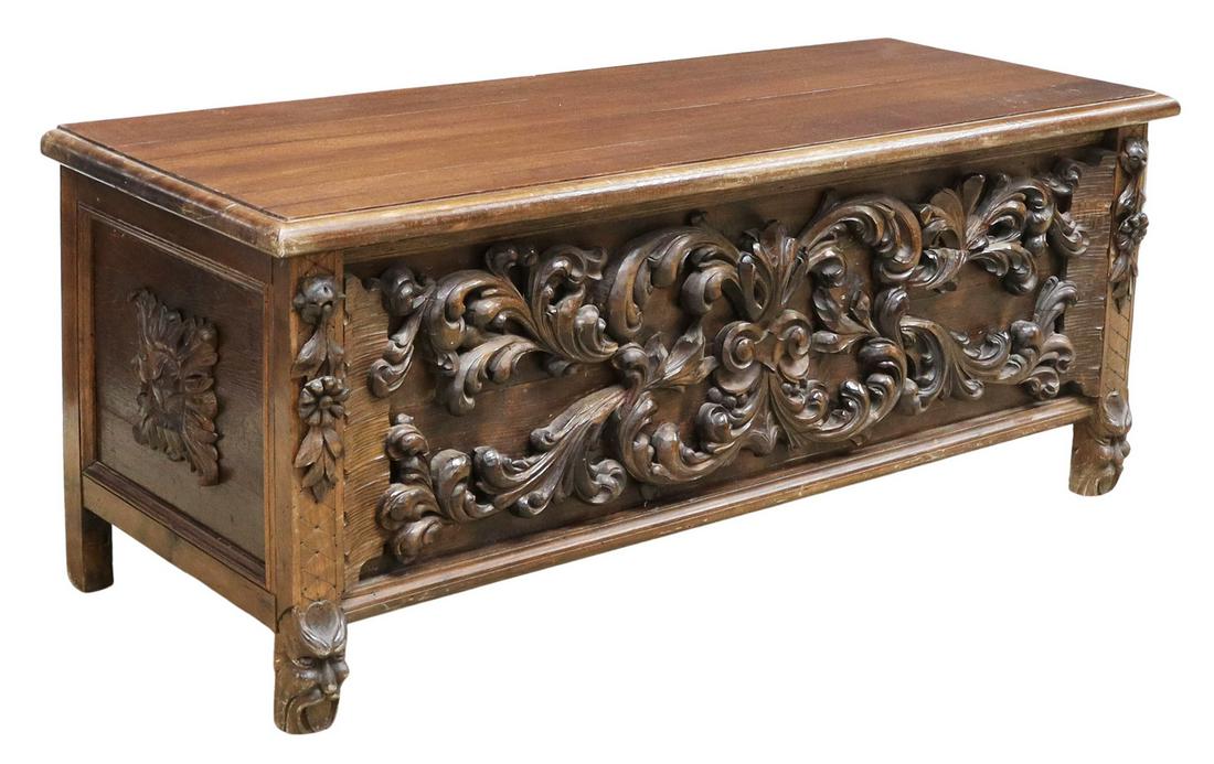 ITALIAN CARVED FRONT STORAGE CHEST (1 of 5)