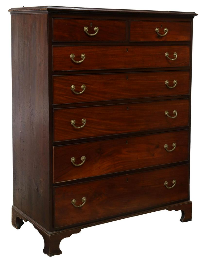 ENGLISH GEORGIAN PERIOD MAHOGANY TALL CHEST (1 of 5)