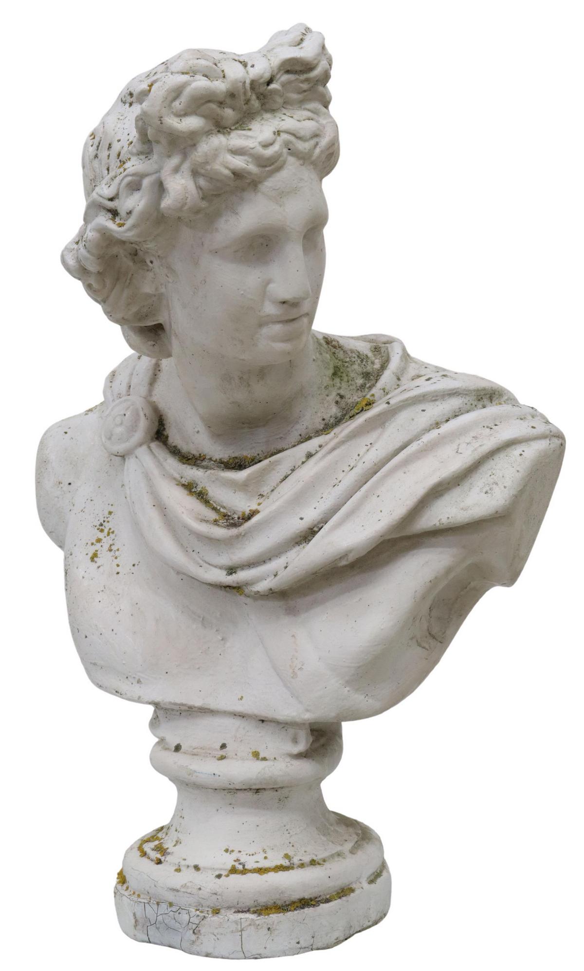CAST STONE GARDEN STATUARY BUST APOLLO BELVEDERE (1 of 3)
