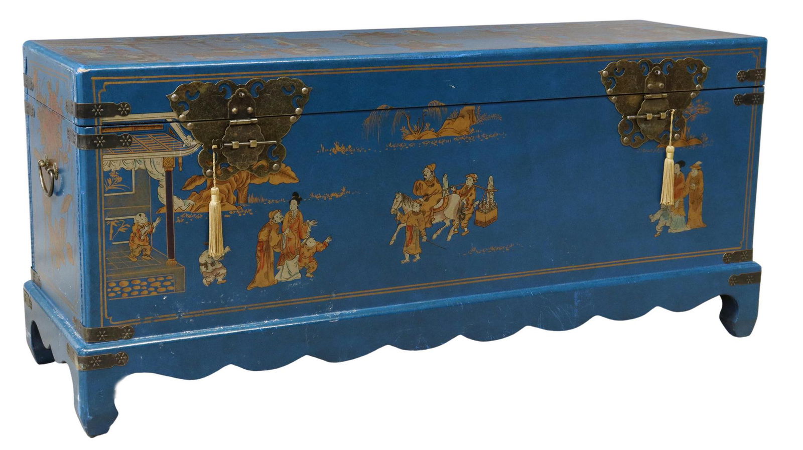 CHINESE BLUE LACQUERED STORAGE CHEST (1 of 5)