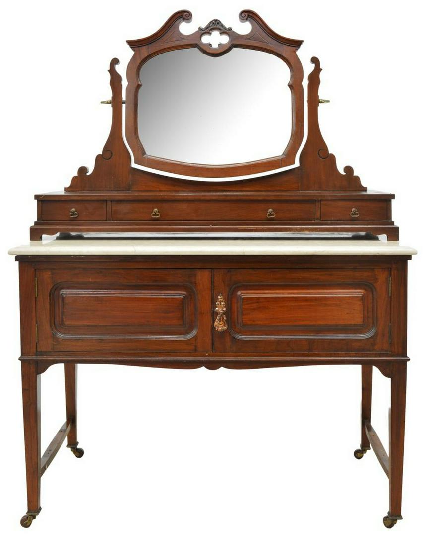 ENGLISH VICTORIAN MAHOGANY DRESSING TABLE & MIRROR (1 of 5)