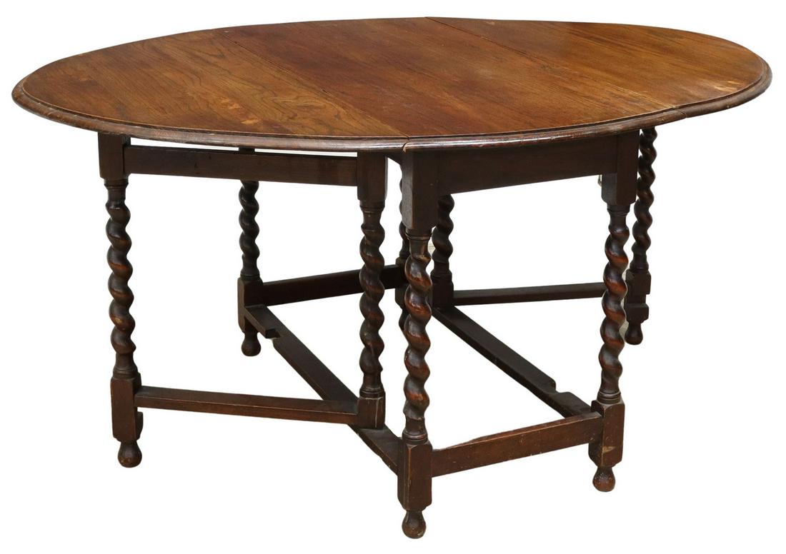 ENGLISH OAK BARLEY TWIST DROP-LEAF TABLE (1 of 4)