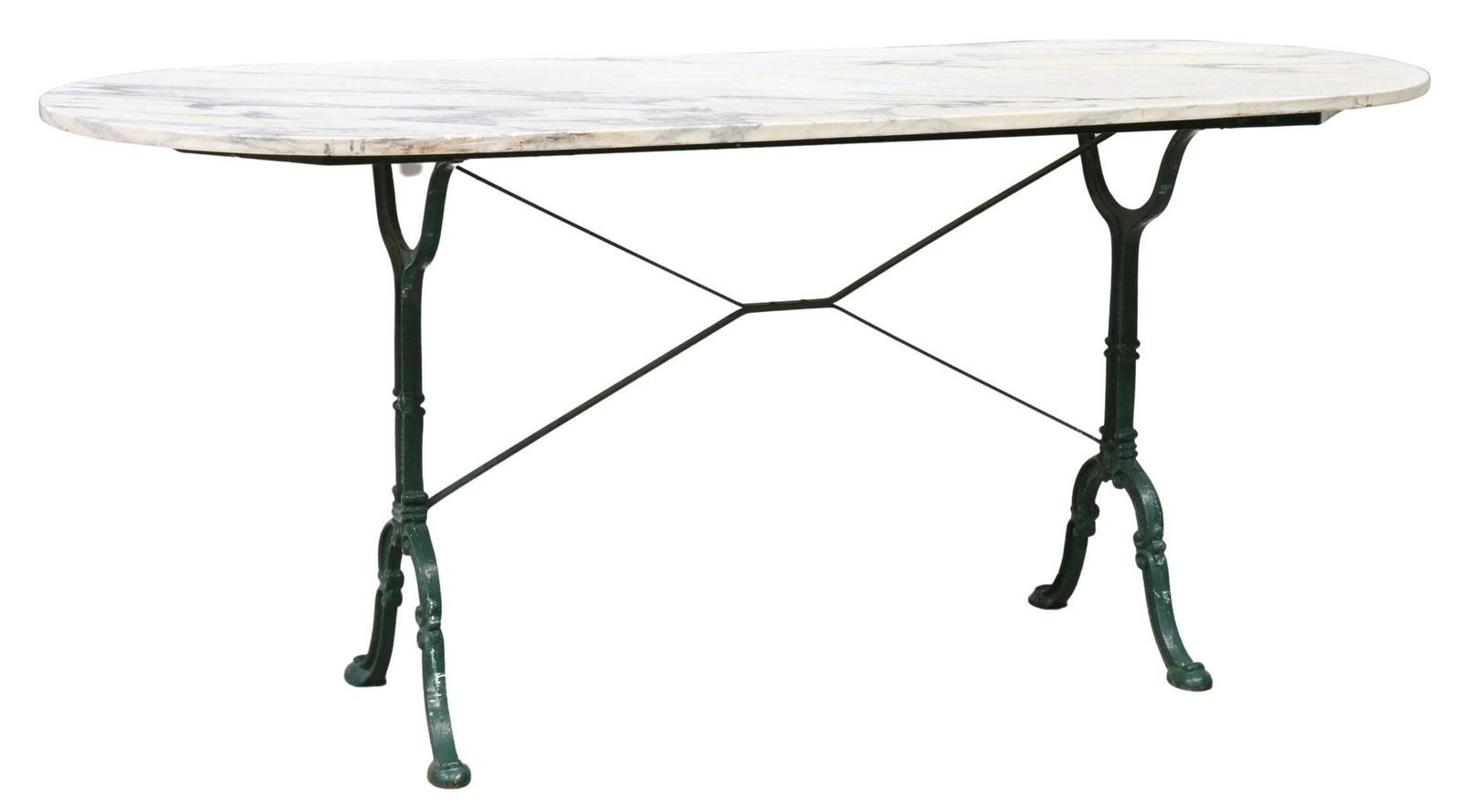 FRENCH GODIN MARBLE-TOP CAST IRON BISTRO TABLE (1 of 4)