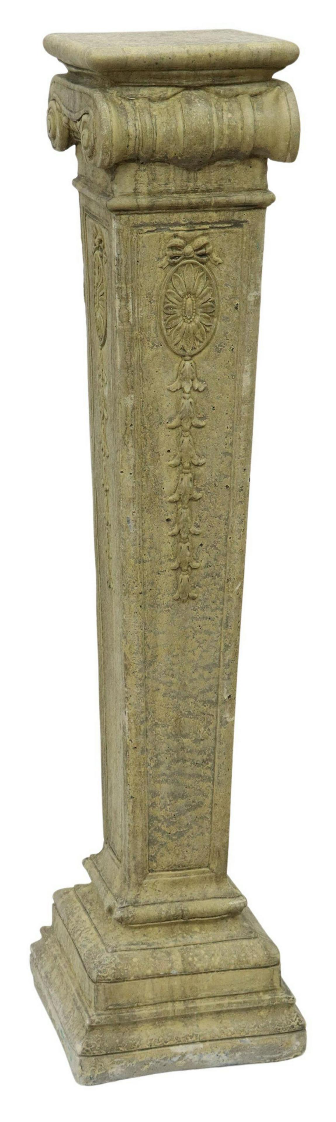 ENGLISH ADAMS STYLE CAST STONE PEDESTAL (1 of 6)