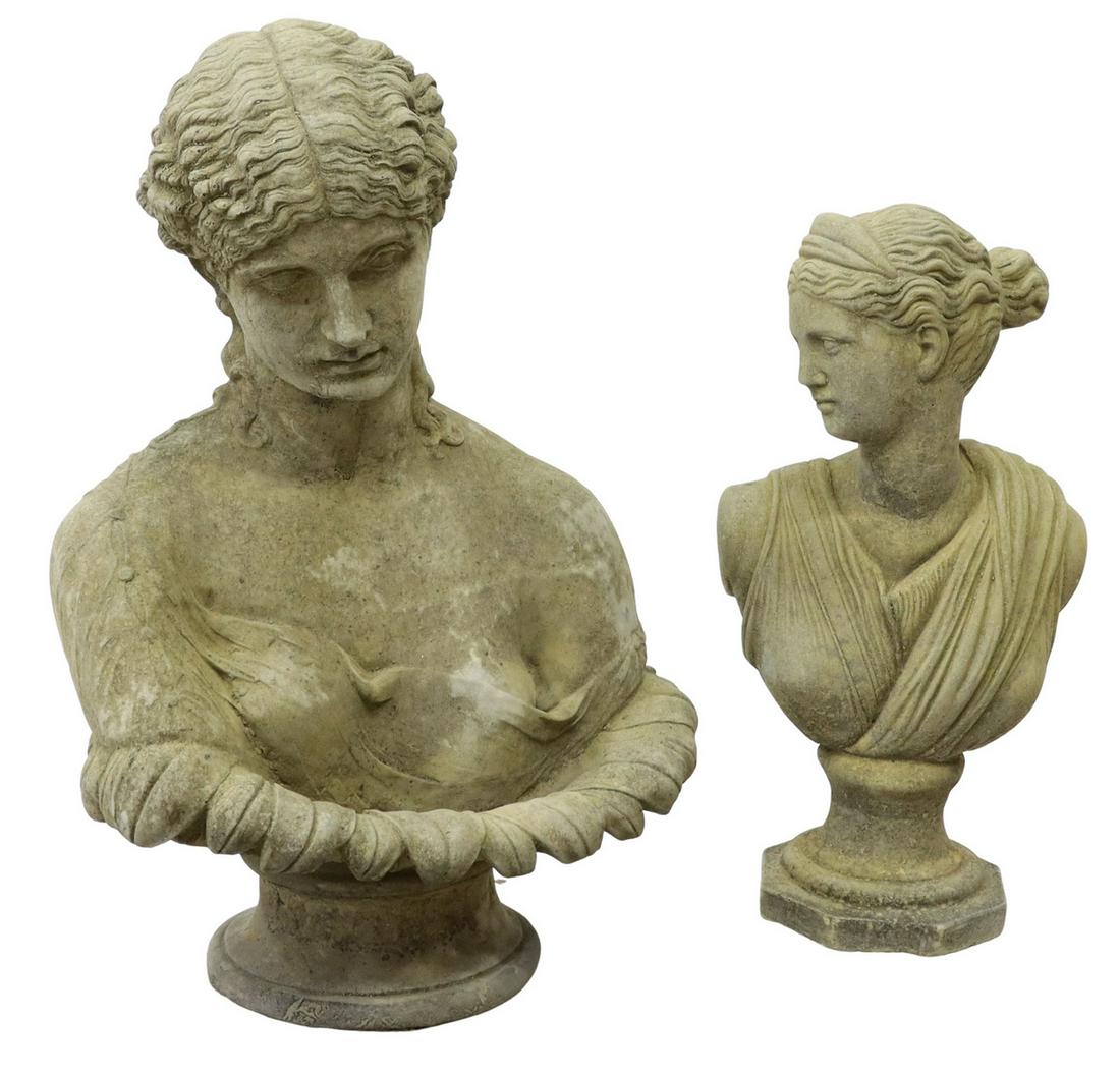 (2) CAST STONE GARDEN STATUARY BUSTS (1 of 3)