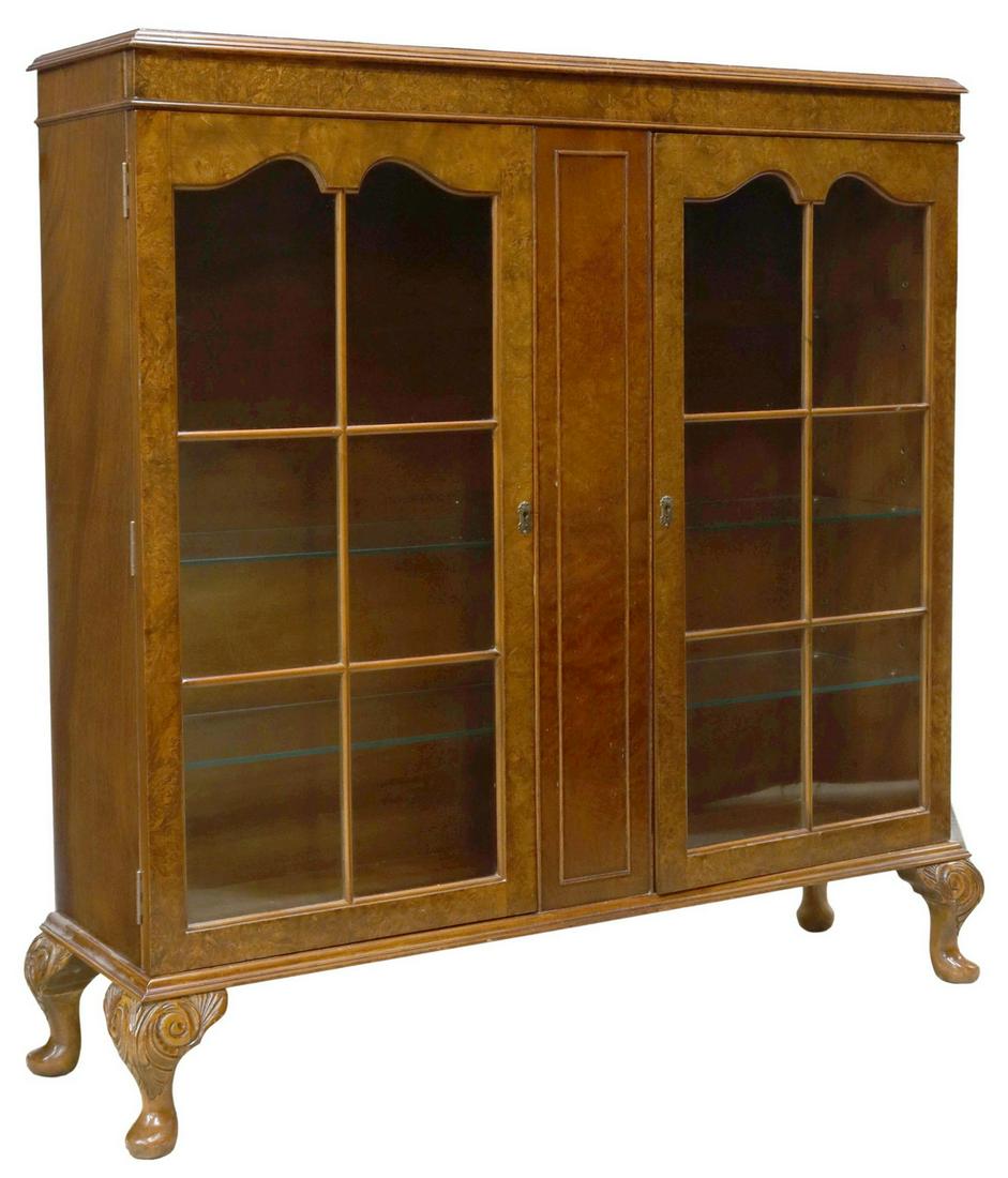ENGLISH BURLWOOD DISPLAY CHINA CABINET (1 of 3)
