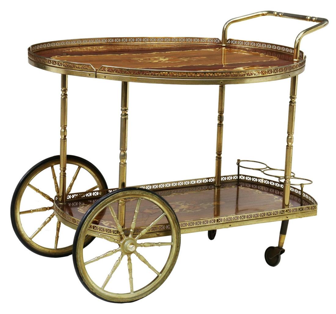 ITALIAN MARQUETRY DROP-LEAF SERVICE BAR CART (1 of 4)