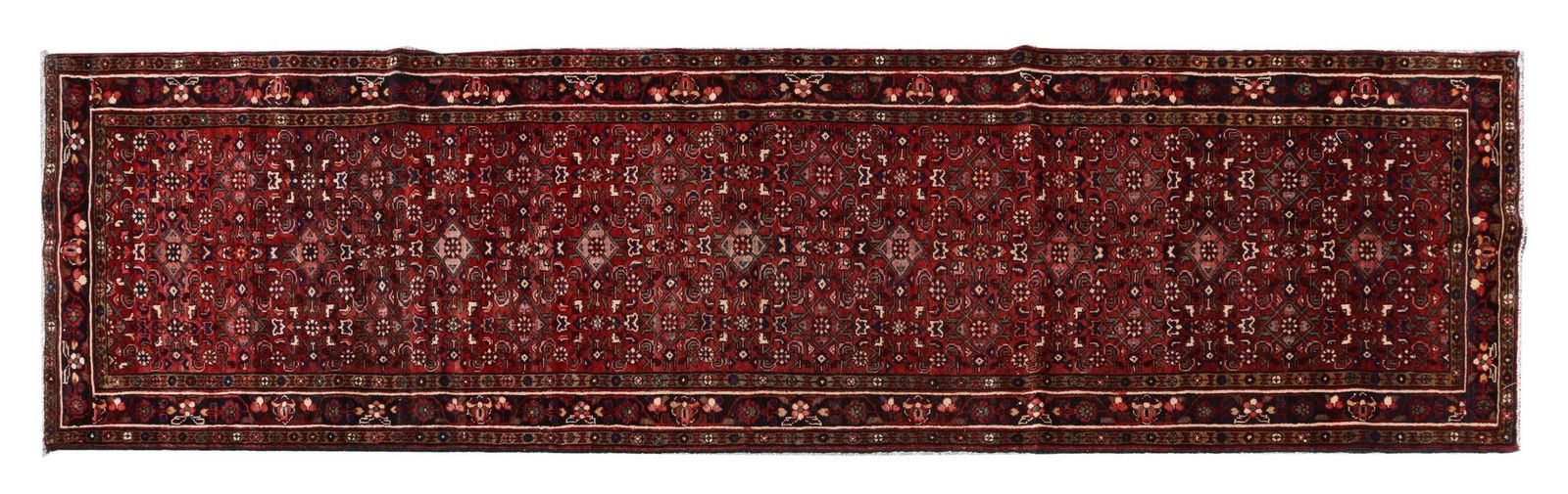 HAND-TIED PERSIAN BIJAR RUNNER, 13'11.25" X 3'8.5" (1 of 3)