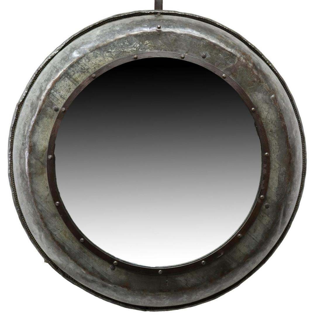 INDUSTRIAL STYLE HAMMERED METAL ROUND WALL MIRROR (1 of 3)
